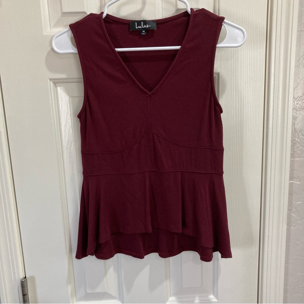 Lulu's Burgundy Peplum Tank Top